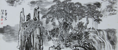 朱重興山水圖《高山流水》