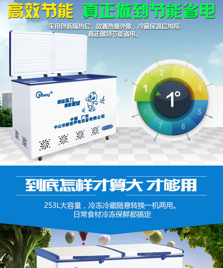 BD/BC-278臥式冷柜 雙門冷藏冷凍家用 單溫轉(zhuǎn)換商用冰柜
