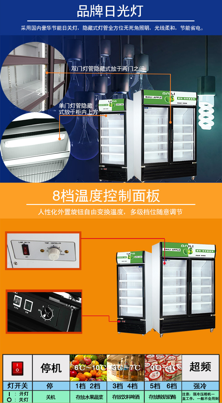 百利冷柜LC-308單門立式展示冰柜 商用保鮮冷藏柜 超市制冷設(shè)備