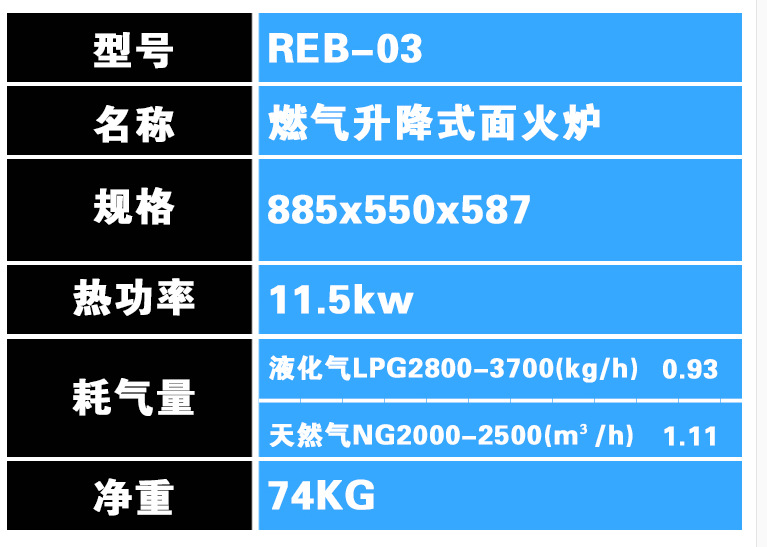 REB-03 燃?xì)馍凳矫婊馉t 紅外線面火爐火 商用臺(tái)式面火爐