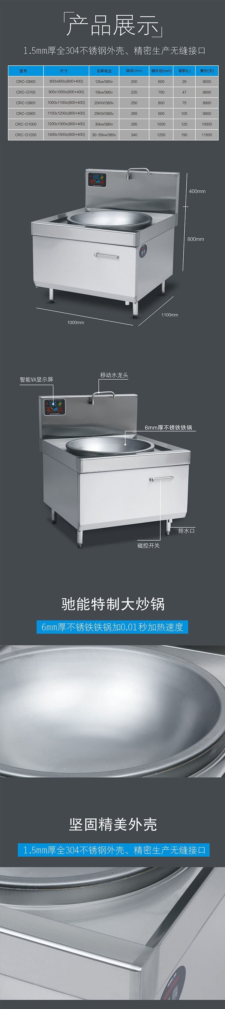 馳能大功率商用電磁大炒爐廠家批發(fā)食堂電磁大鍋灶單灶臺(tái)電磁炒灶