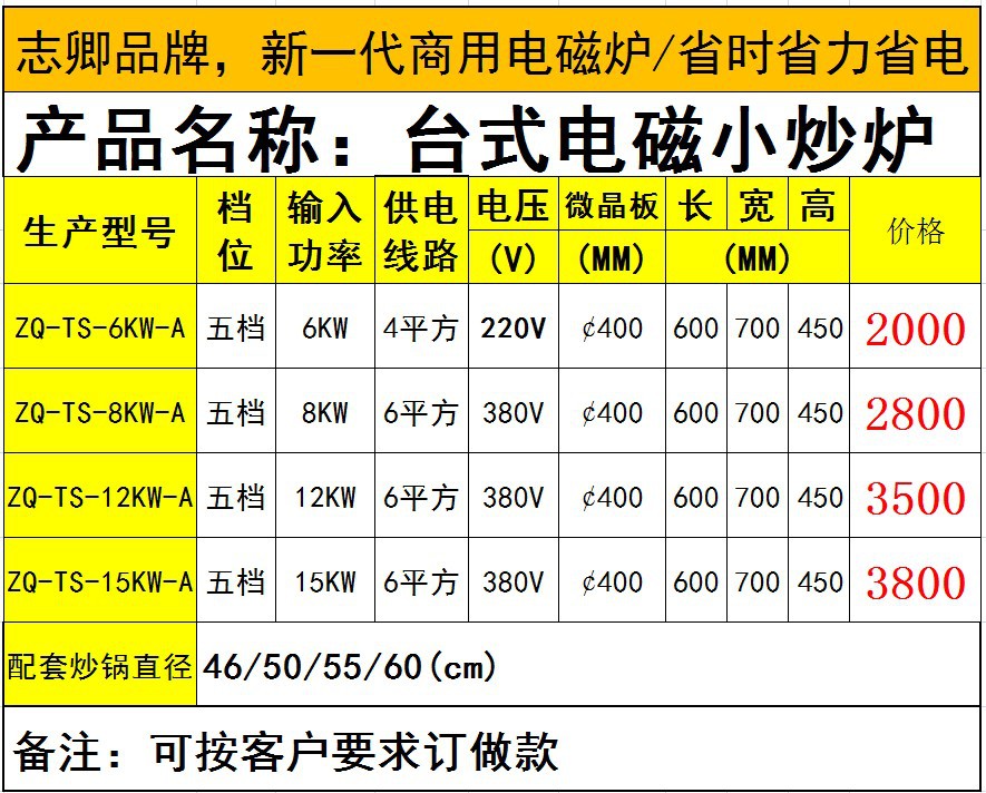 臺(tái)式凹形爐大功率電磁爐商用炒爐酒店用品6/8/12/15KW