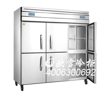 標(biāo)準(zhǔn)六門(mén)廚房雙溫冷藏冷凍柜 商用餐館廚房冷凍柜